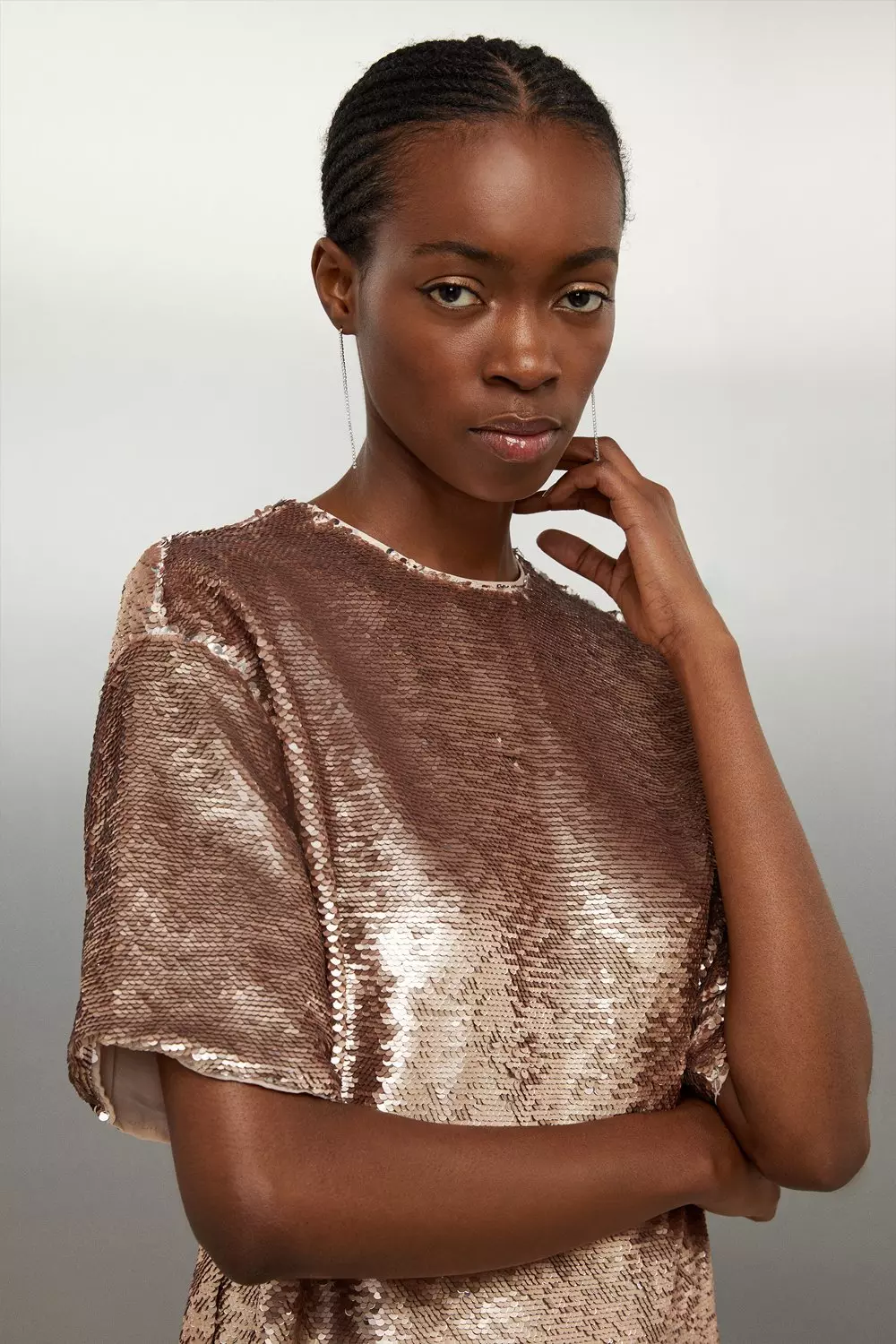 Rose gold 2025 sequin top dress